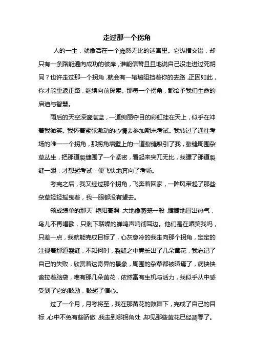 初三作文：走过那一个拐角作文700字