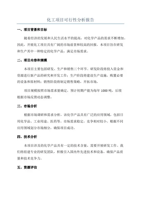 化工项目可行性分析报告