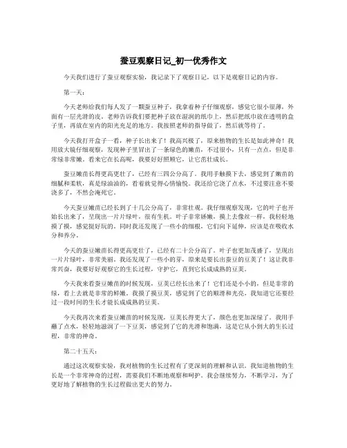 蚕豆观察日记_初一优秀作文