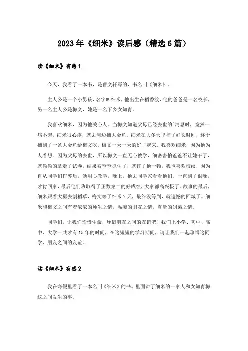 2023年《细米》读后感(精选6篇)