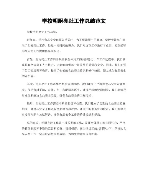 学校明厨亮灶工作总结范文