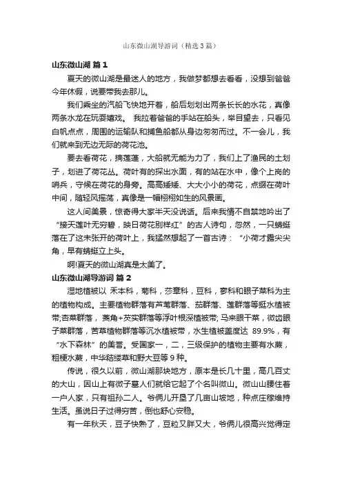 山东微山湖导游词（精选3篇）