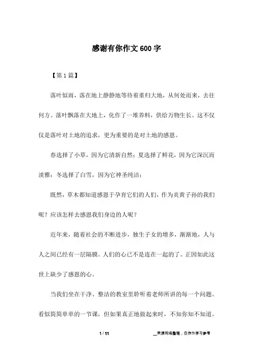 感谢有你作文600字 2