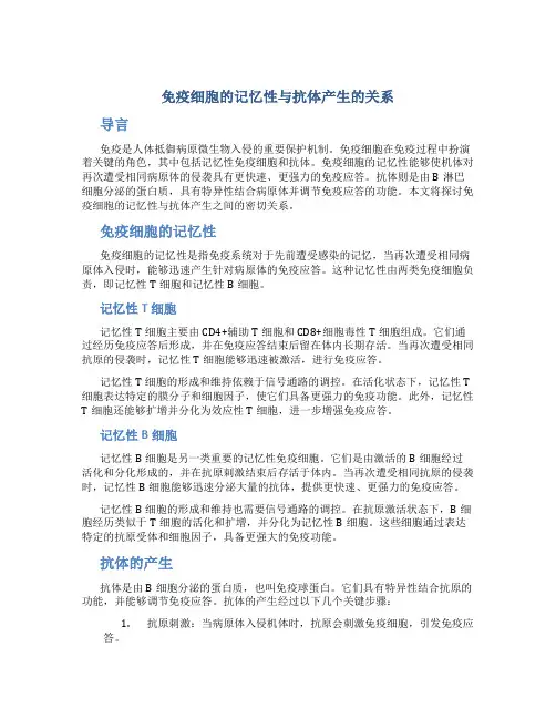免疫细胞的记忆性与抗体产生的关系