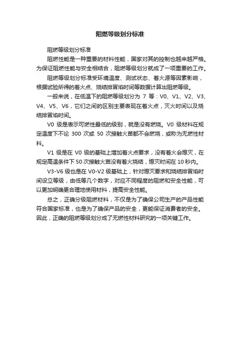 阻燃等级划分标准