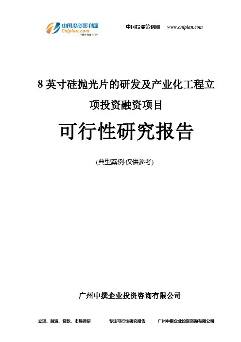 8英寸硅抛光片的研发及产业化工程融资投资立项项目可行性研究报告(非常详细)