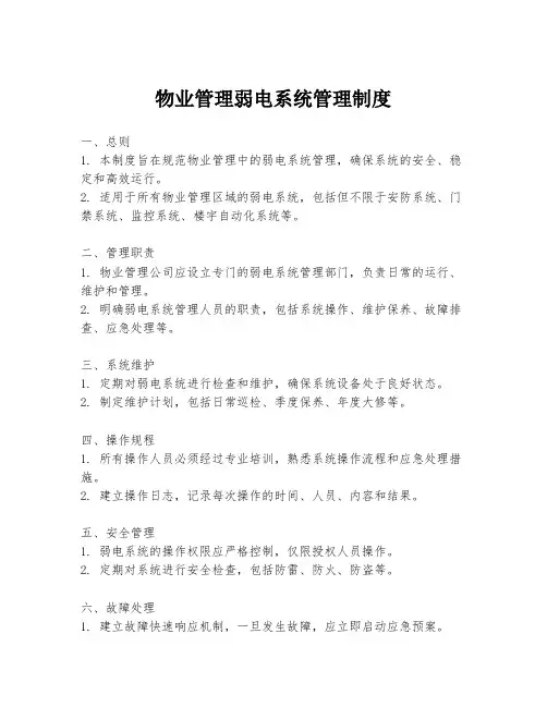 物业管理弱电系统管理制度
