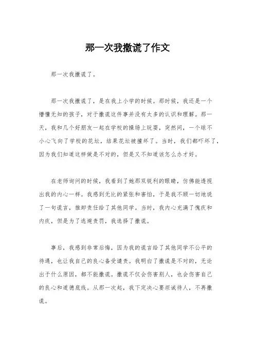 那一次我撒谎了作文