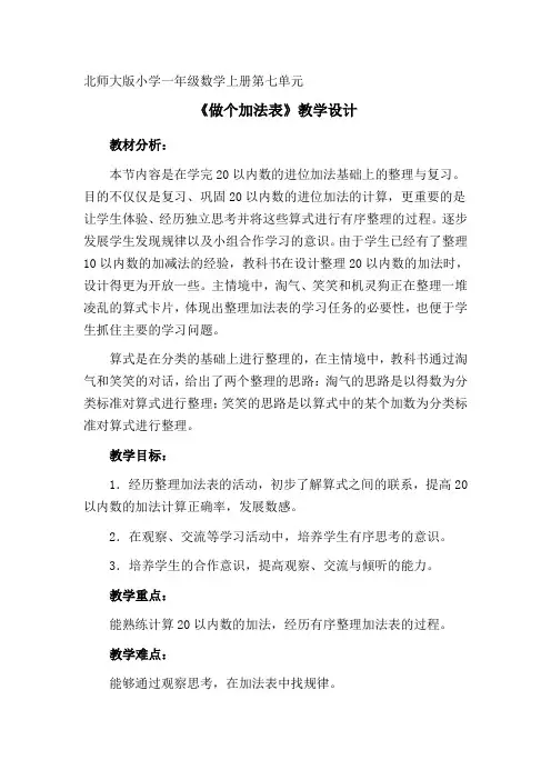 北师大版一年级数学上册《 加与减(二)  做个加法表》公开课教案_15