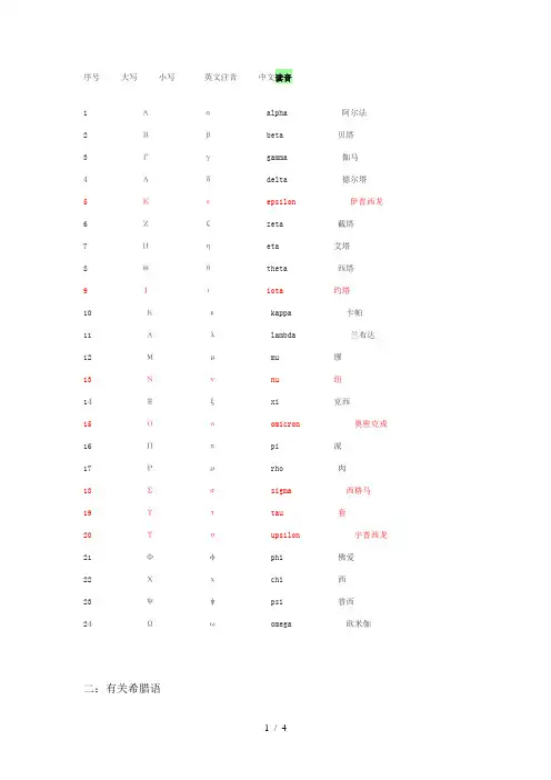希腊字母发音对照表