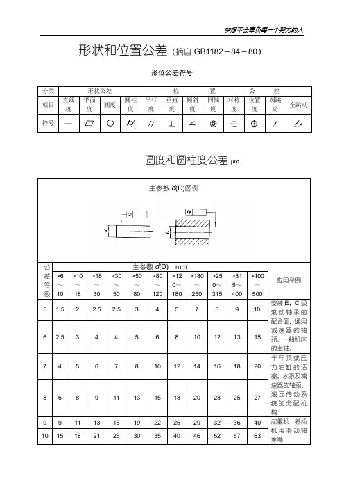 形状和位置公差(摘自GB1182-84-80)
