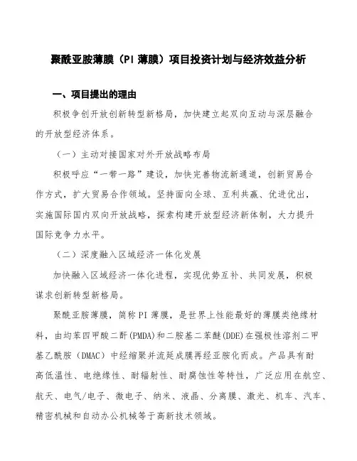 聚酰亚胺薄膜(PI薄膜)项目投资计划与经济效益分析