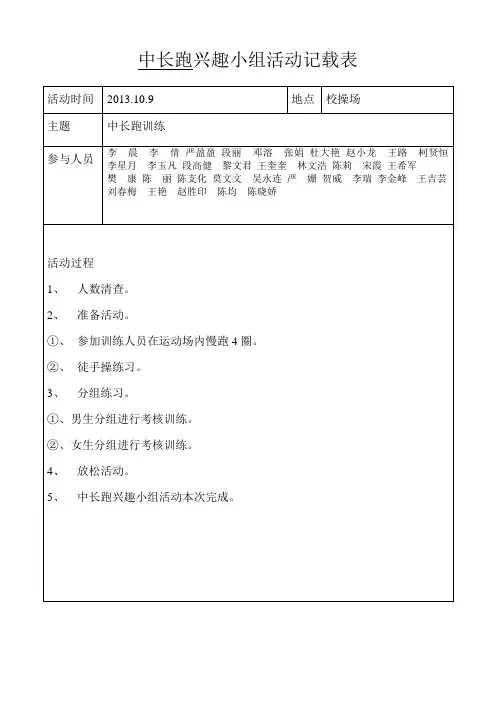 兴趣小组活动记载表