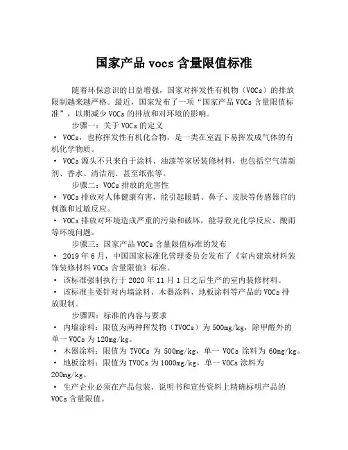 国家产品vocs含量限值标准