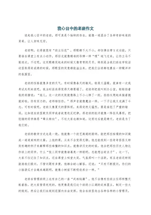 我心目中的老班作文