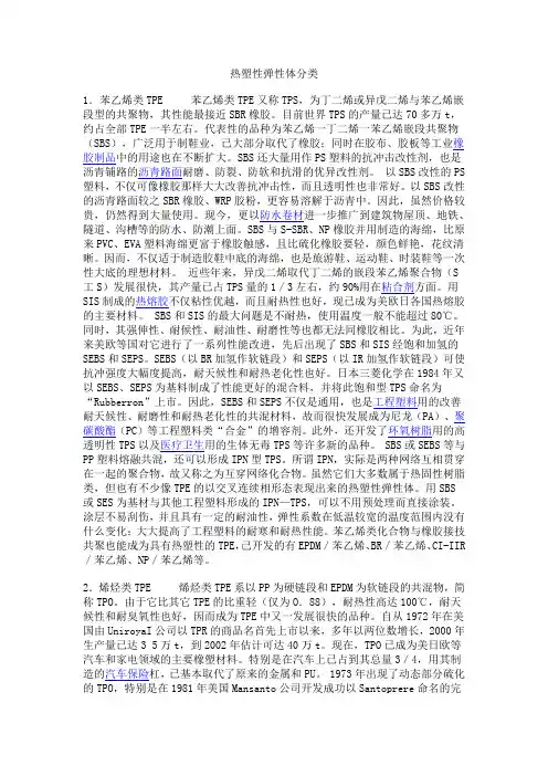 热塑性弹性体目前主要分为以下几类