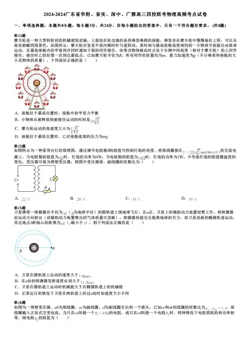 2024-2024广东省华附、省实、深中、广雅高三四校联考物理高频考点试卷