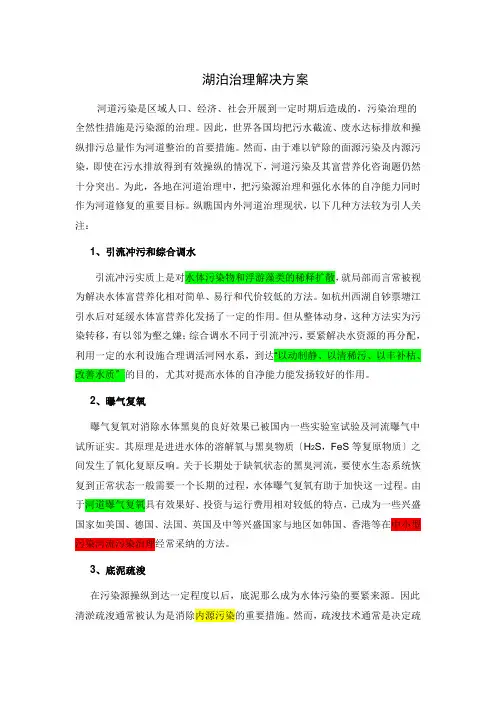 河湖治理技术方案(主要是生物-生态技术)
