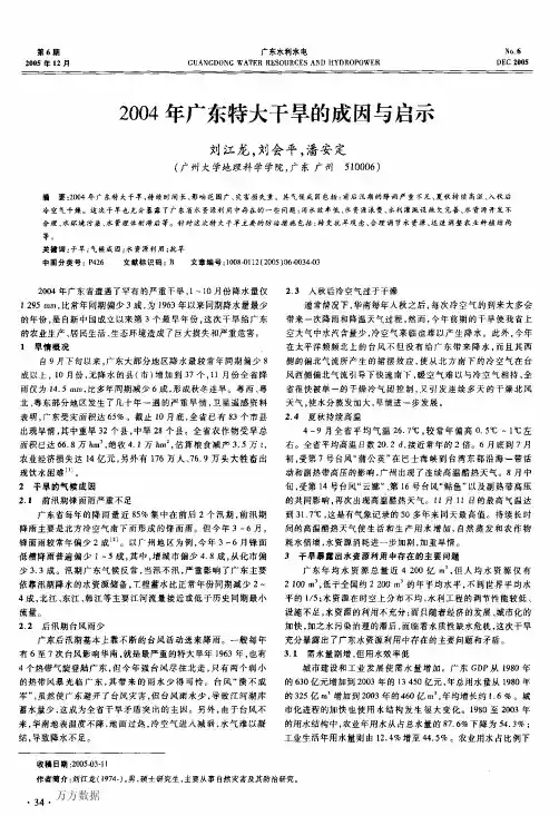 2004年广东特大干旱的成因与启示