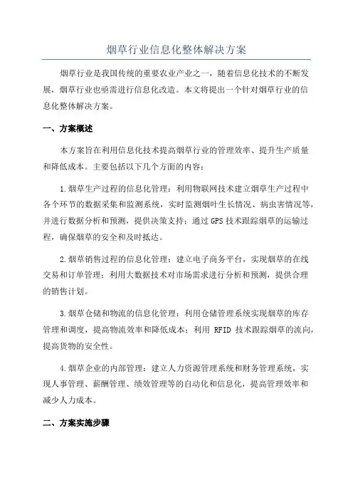 烟草行业信息化整体解决方案