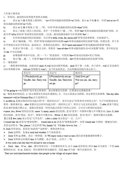 人教版新目标八年级下册英语语法