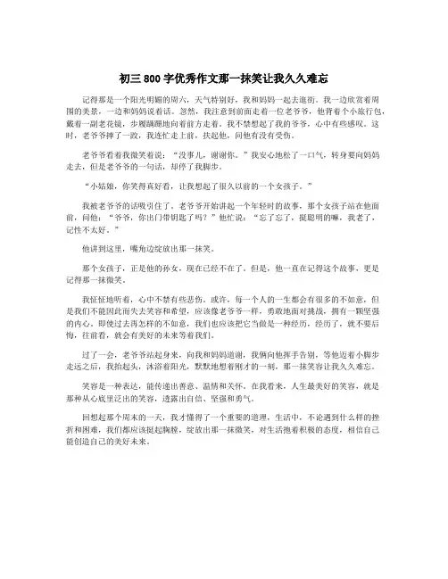 初三800字优秀作文那一抹笑让我久久难忘
