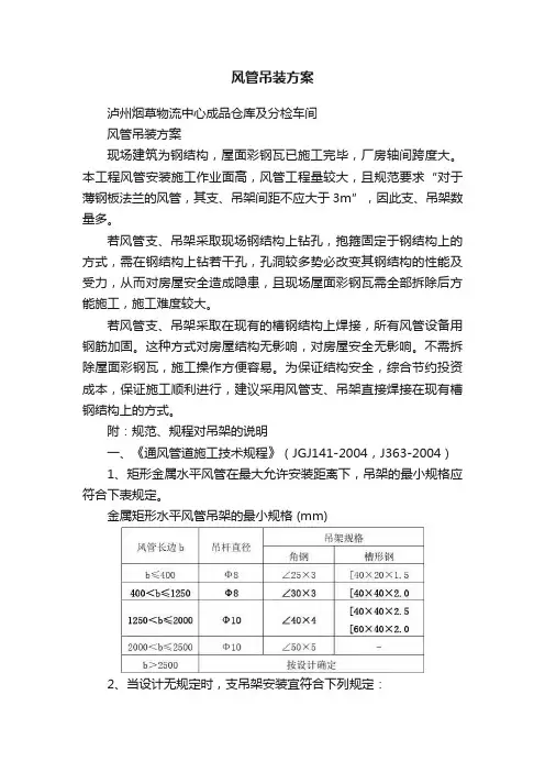 风管吊装方案