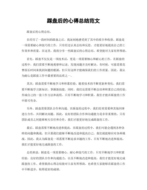 踩盘后的心得总结范文