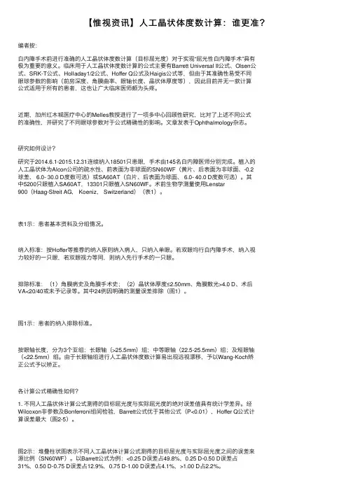 【惟视资讯】人工晶状体度数计算：谁更准？