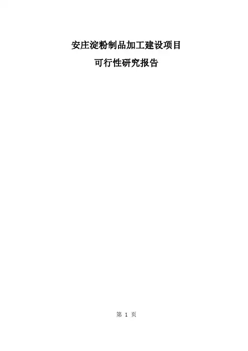 安庄淀粉制品加工建设项目可行研究报告-58页word资料