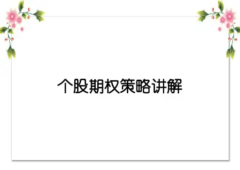 个股期权策略讲解