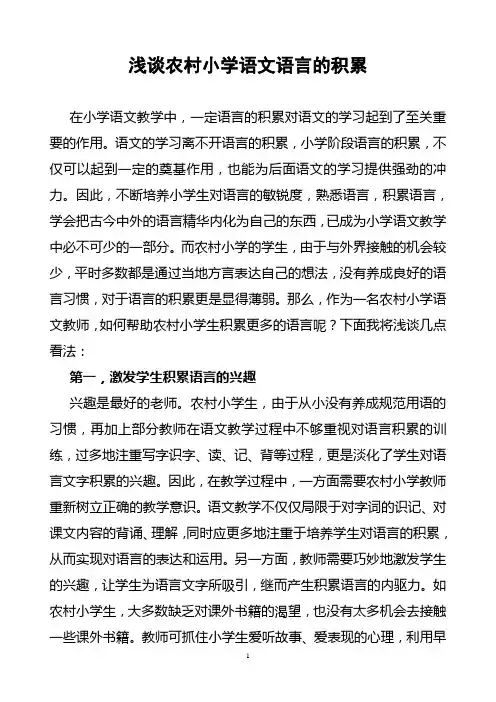 浅谈农村小学语文语言的积累