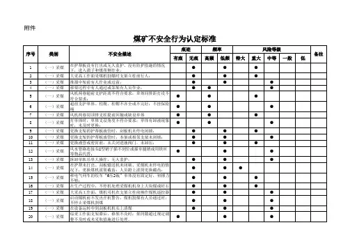 煤矿不安全行为认定标准
