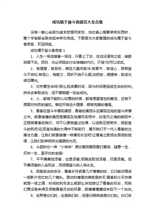 成功属于奋斗者感言大全合集
