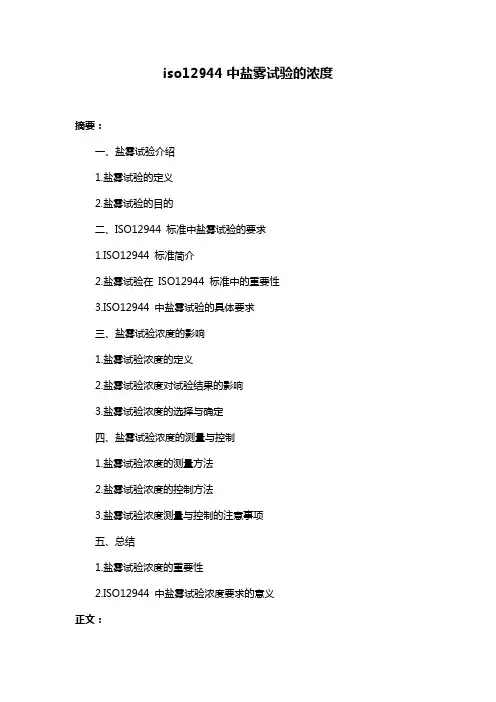 iso12944中盐雾试验的浓度