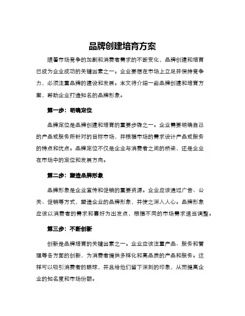 品牌创建培育方案