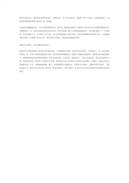 我的家乡喀什市作文300字