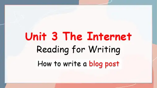 2019人教版高中英语必修二Unit3 Reading for Writing 课件