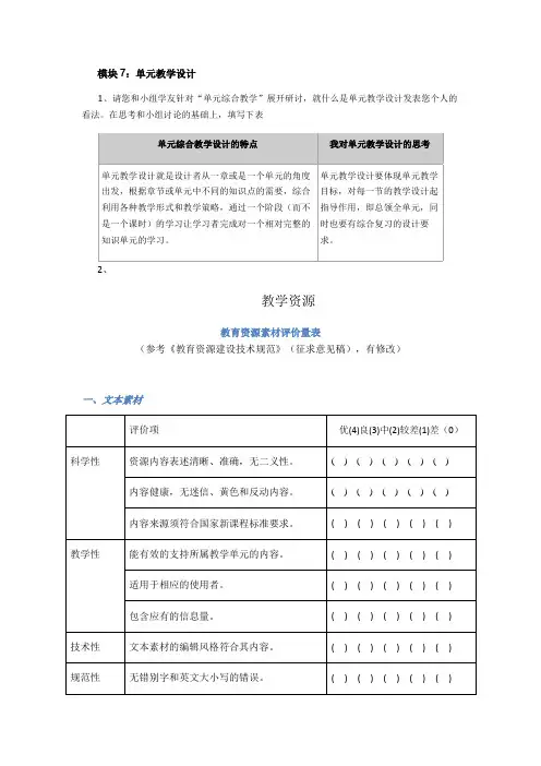 2010年国培计划教育技术各模块问题及作业答案(模块7)