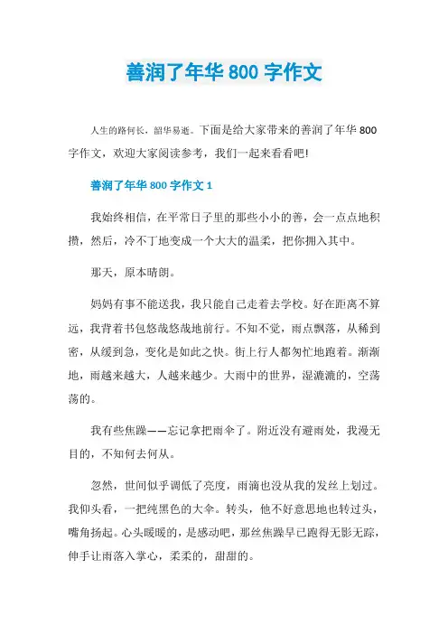 善润了年华800字作文