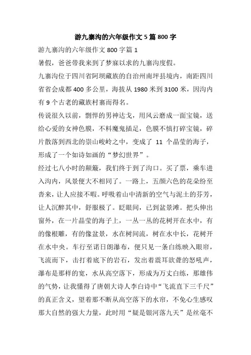 游九寨沟的六年级作文5篇800字