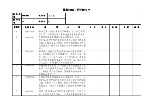 模具装配工艺过程卡
