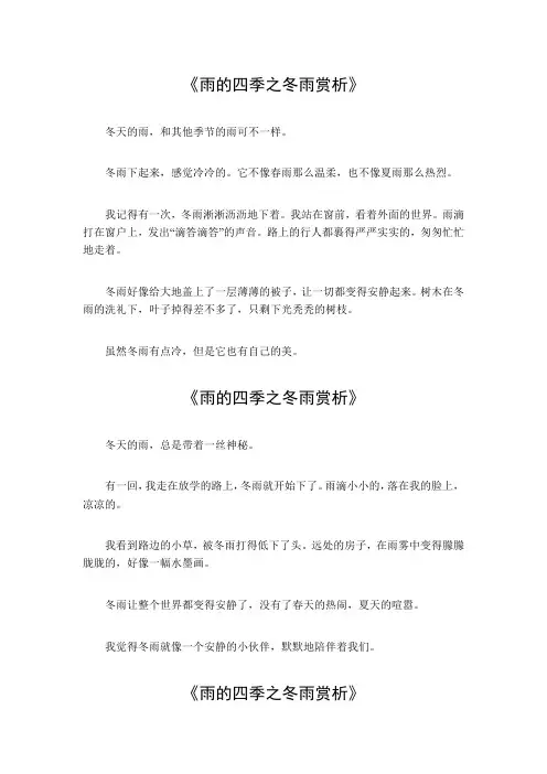 雨的四季冬雨赏析