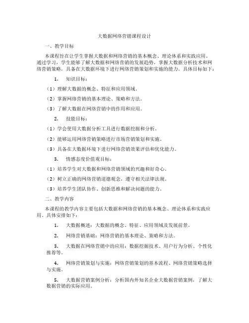 大数据网络营销课程设计