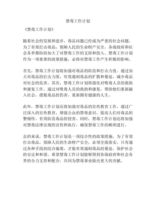 禁毒工作计划