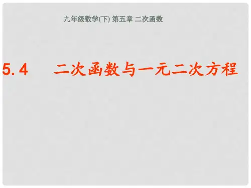九年级数学下册 第5章 二次函数 5.4 二次函数与一元二