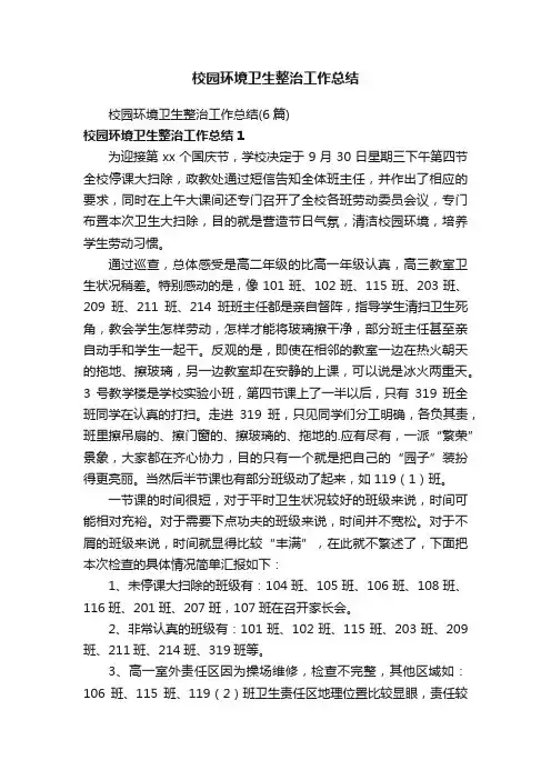 校园环境卫生整治工作总结（6篇）