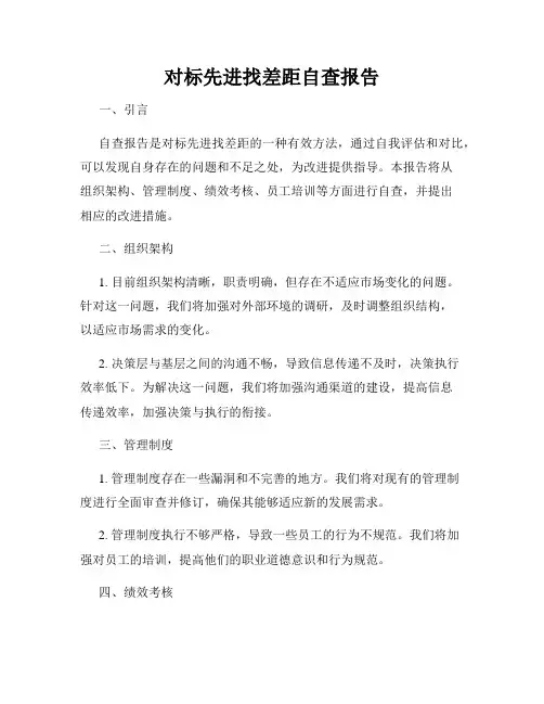 对标先进找差距自查报告