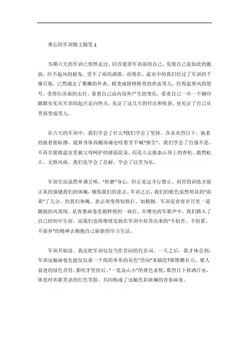 700字难忘的军训散文随笔