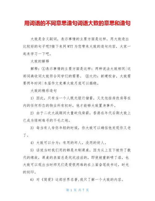 用词语的不同意思造句词语大致的意思和造句